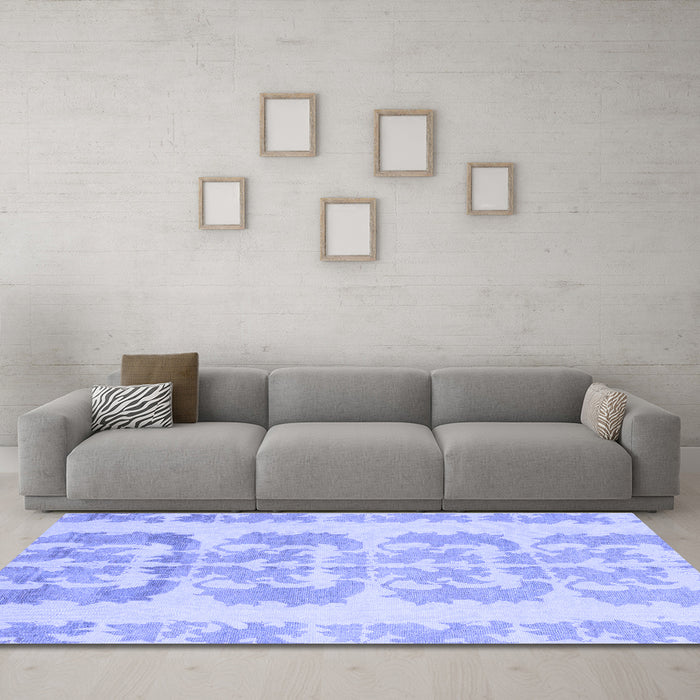 Machine Washable Abstract Blue Modern Rug in a Living Room, wshabs1231blu