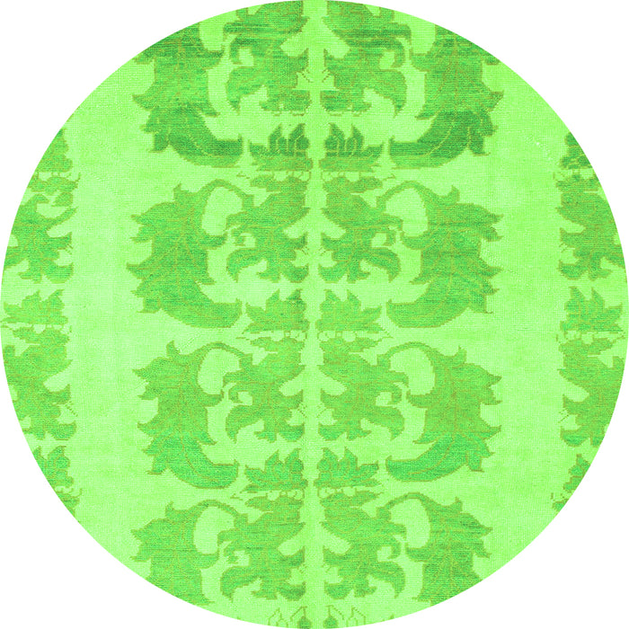 Round Abstract Green Modern Rug, abs1231grn