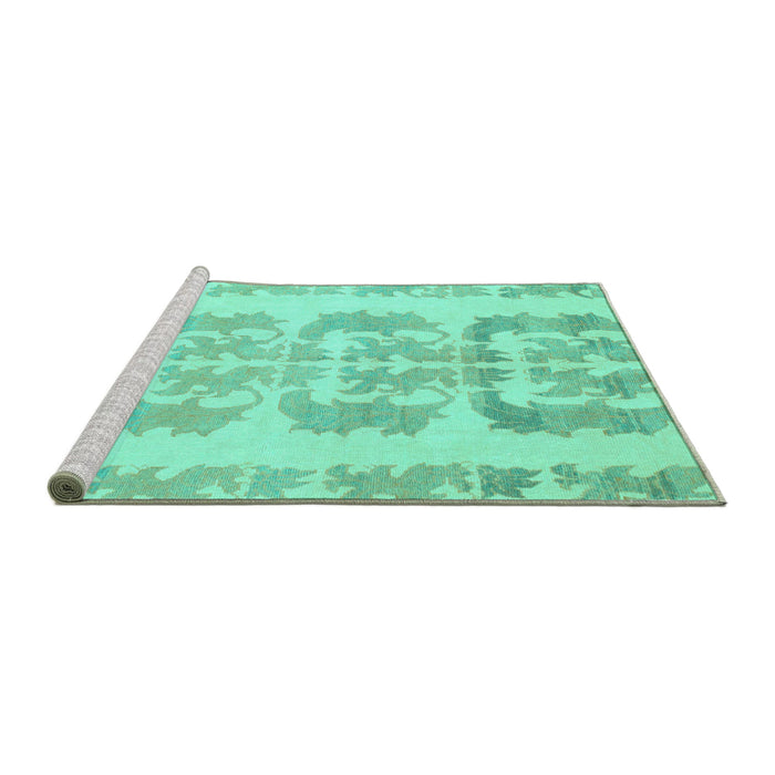 Sideview of Machine Washable Abstract Turquoise Modern Area Rugs, wshabs1231turq