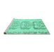 Sideview of Machine Washable Abstract Turquoise Modern Area Rugs, wshabs1231turq