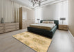 Machine Washable Abstract Gold Rug in a Bedroom, wshabs1232