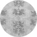 Round Abstract Gray Modern Rug, abs1232gry