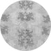 Round Machine Washable Abstract Gray Modern Rug, wshabs1232gry