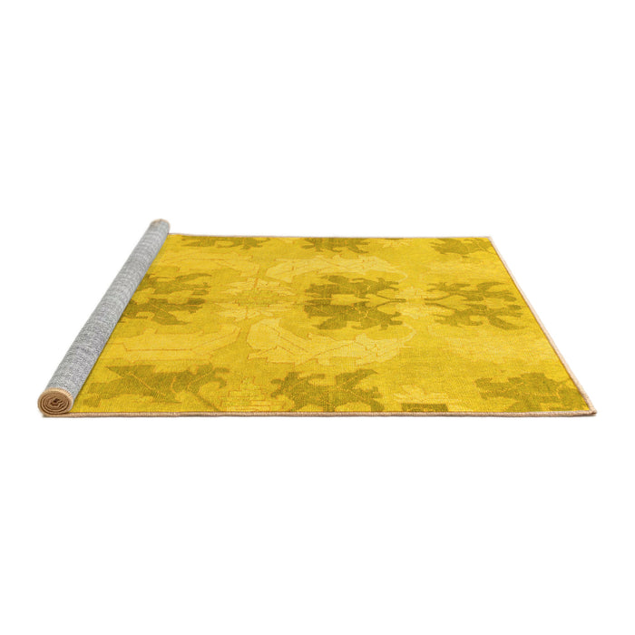 Sideview of Machine Washable Abstract Yellow Modern Rug, wshabs1232yw