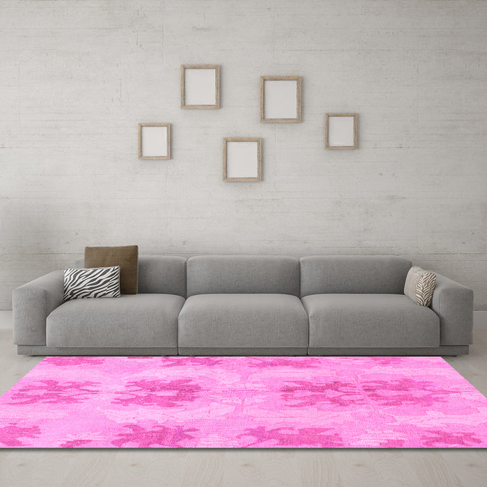 Machine Washable Abstract Pink Modern Rug in a Living Room, wshabs1232pnk