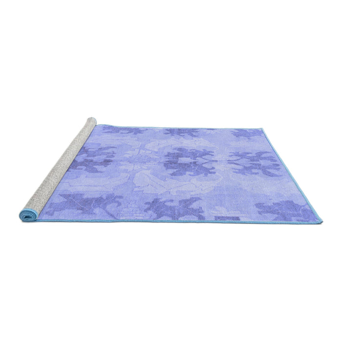 Sideview of Machine Washable Abstract Blue Modern Rug, wshabs1232blu
