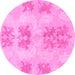 Round Abstract Pink Modern Rug, abs1232pnk