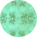 Round Abstract Turquoise Modern Rug, abs1232turq