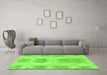 Machine Washable Abstract Green Modern Area Rugs in a Living Room,, wshabs1232grn