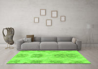 Machine Washable Abstract Green Modern Rug, wshabs1232grn