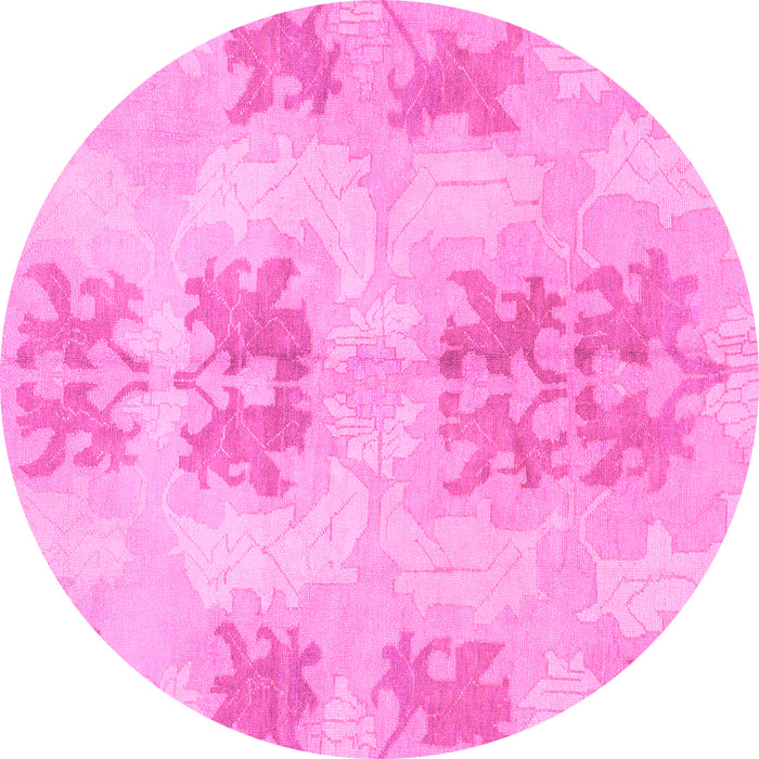 Round Machine Washable Abstract Pink Modern Rug, wshabs1232pnk