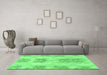 Machine Washable Abstract Emerald Green Modern Area Rugs in a Living Room,, wshabs1232emgrn