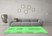 Machine Washable Abstract Emerald Green Modern Rug, wshabs1232emgrn