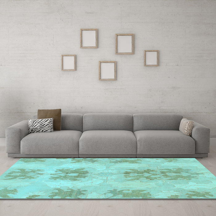 Machine Washable Abstract Light Blue Modern Rug in a Living Room, wshabs1232lblu