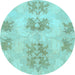 Round Machine Washable Abstract Light Blue Modern Rug, wshabs1232lblu