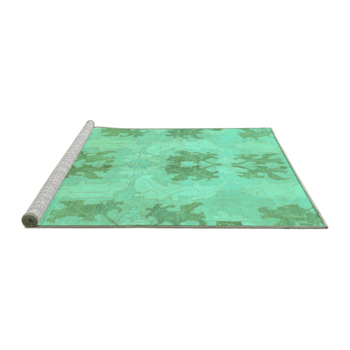 Sideview of Machine Washable Abstract Turquoise Modern Area Rugs, wshabs1232turq