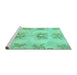 Sideview of Machine Washable Abstract Turquoise Modern Area Rugs, wshabs1232turq