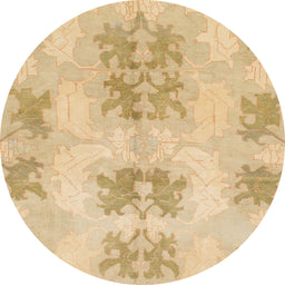 Round Machine Washable Abstract Gold Rug, wshabs1232