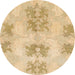 Round Machine Washable Abstract Gold Rug, wshabs1232