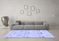 Machine Washable Abstract Blue Modern Rug, wshabs1233blu