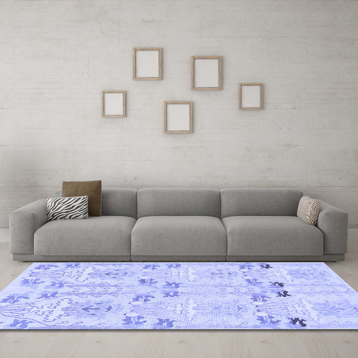 Machine Washable Abstract Blue Modern Rug in a Living Room, wshabs1233blu