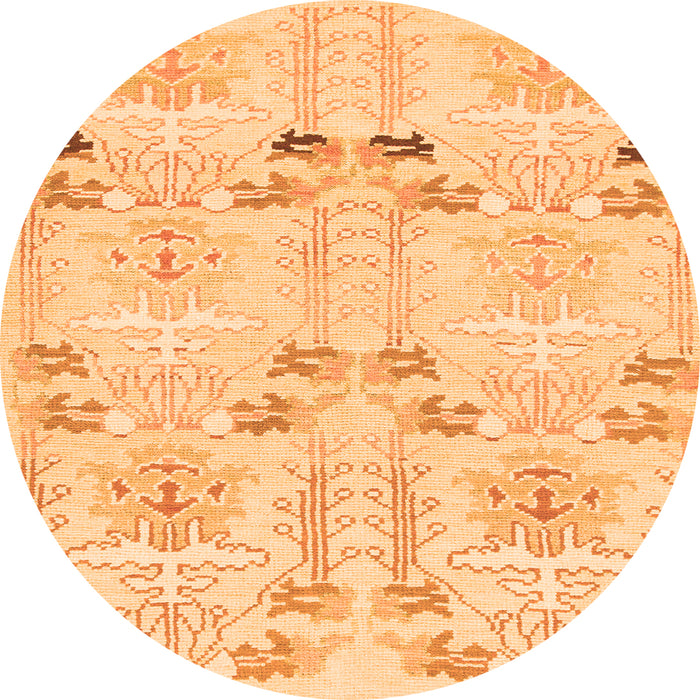 Round Abstract Orange Modern Rug, abs1233org