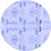 Round Abstract Blue Modern Rug, abs1233blu