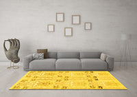 Machine Washable Abstract Yellow Modern Rug, wshabs1233yw