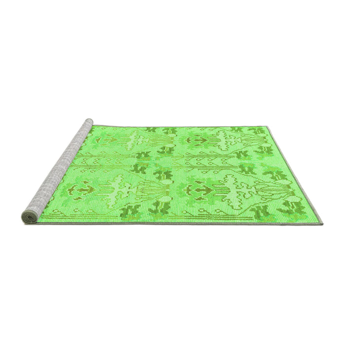 Sideview of Machine Washable Abstract Green Modern Area Rugs, wshabs1233grn