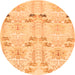 Round Machine Washable Abstract Orange Modern Area Rugs, wshabs1233org