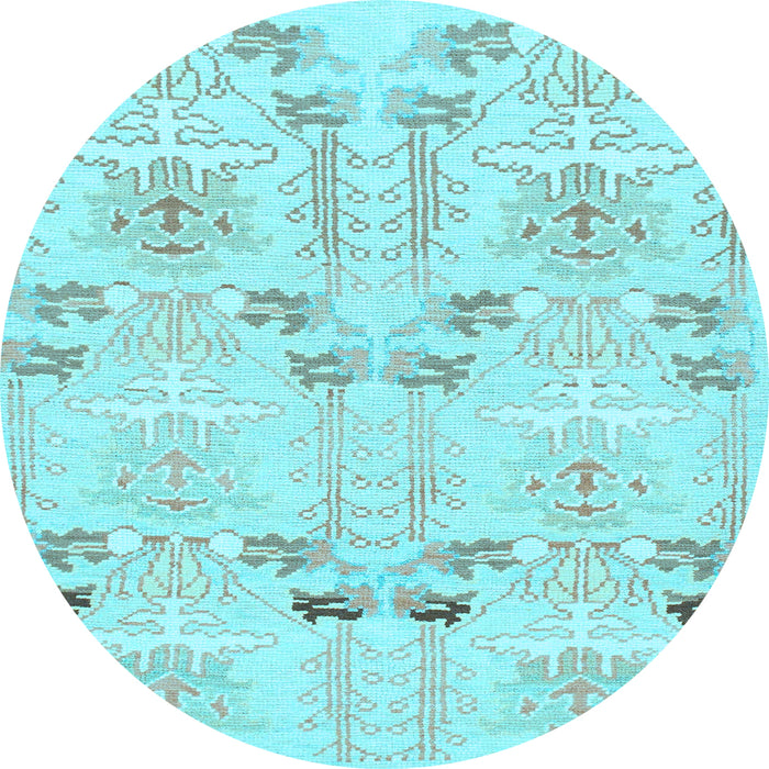Round Abstract Light Blue Modern Rug, abs1233lblu
