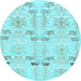 Round Abstract Light Blue Modern Rug, abs1233lblu