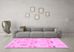 Machine Washable Abstract Pink Modern Rug in a Living Room, wshabs1233pnk