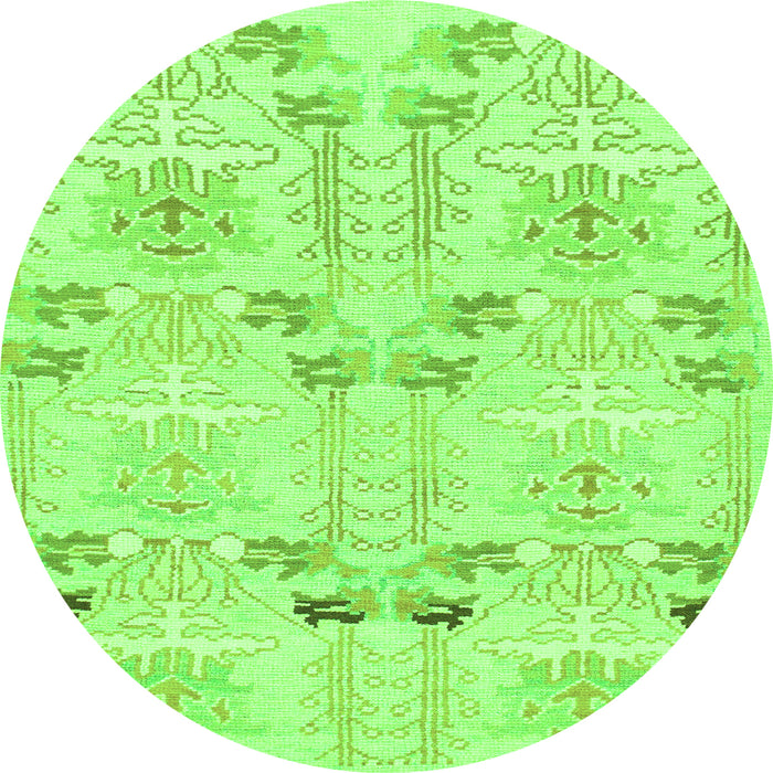Round Abstract Green Modern Rug, abs1233grn