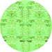 Round Abstract Green Modern Rug, abs1233grn