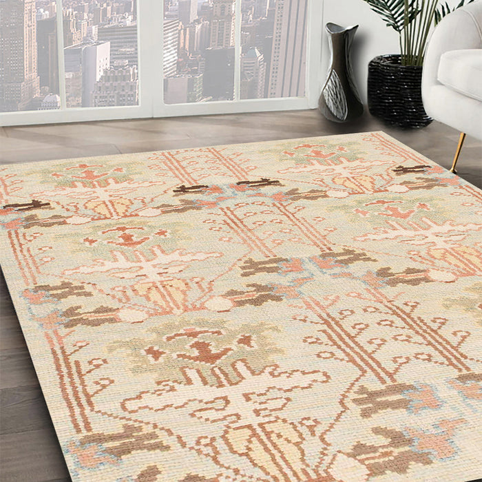 Abstract Golden Blonde Gold Modern Rug in Family Room, abs1233