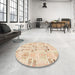 Round Abstract Golden Blonde Gold Modern Rug in a Office, abs1233