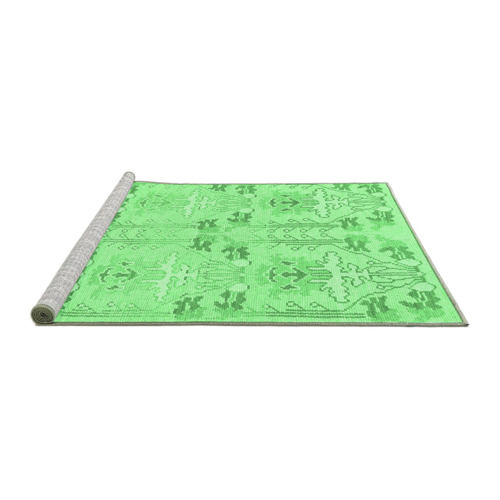 Sideview of Machine Washable Abstract Emerald Green Modern Area Rugs, wshabs1233emgrn