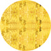 Round Abstract Yellow Modern Rug, abs1233yw