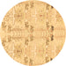 Round Abstract Brown Modern Rug, abs1233brn