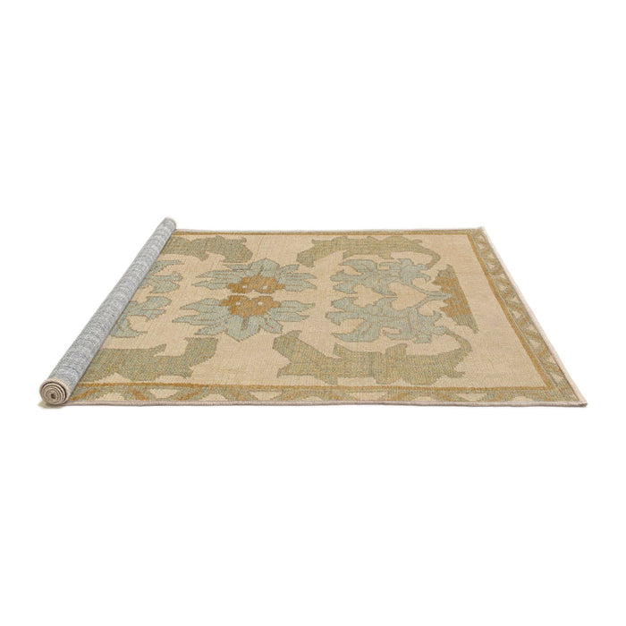 Sideview of Machine Washable Abstract Metallic Gold Rug, wshabs1234