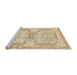 Sideview of Machine Washable Abstract Metallic Gold Rug, wshabs1234