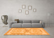 Machine Washable Abstract Orange Modern Area Rugs in a Living Room, wshabs1234org