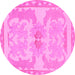 Round Abstract Pink Modern Rug, abs1234pnk