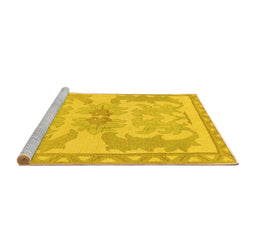 Sideview of Machine Washable Abstract Yellow Modern Rug, wshabs1234yw