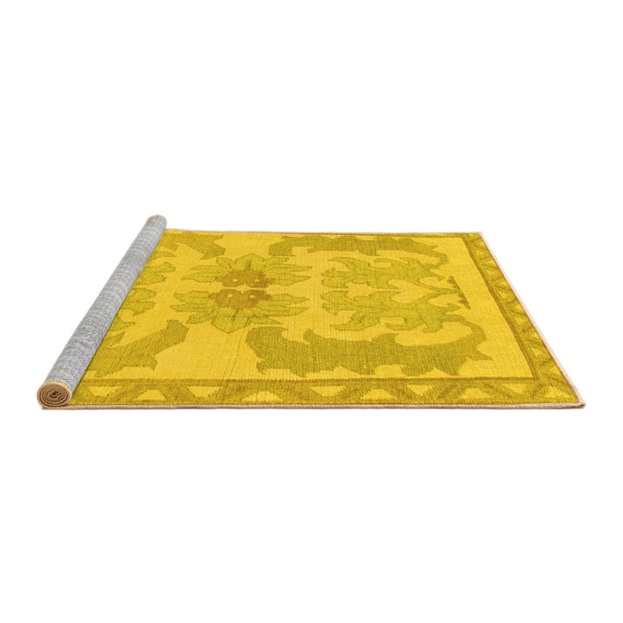 Sideview of Machine Washable Abstract Yellow Modern Rug, wshabs1234yw