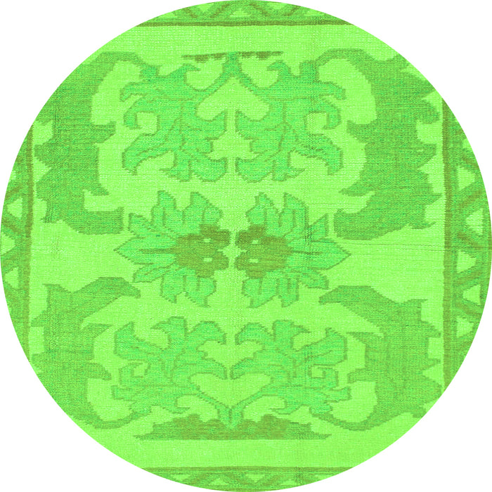 Round Machine Washable Abstract Green Modern Area Rugs, wshabs1234grn