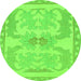 Round Abstract Green Modern Rug, abs1234grn