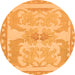 Round Abstract Orange Modern Rug, abs1234org