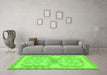 Machine Washable Abstract Green Modern Area Rugs in a Living Room,, wshabs1234grn